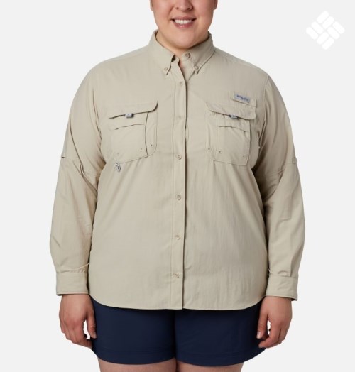 Columbia PFG Bahama Long Sleeve Skjorte Dame Khaki | Plus Size 76502U